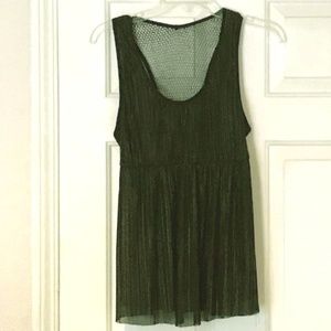 Shiny Baby-Doll Tank w/ Net Racer Back Tank Top